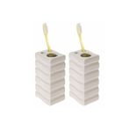 Sia 2 Adet Seramik Diş Firçalik Kare Çizgili Model 8X6X11Cm Banyo Seti