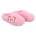 SİA ÇANTA EVA TABAN COMFORTLİNE KAYDIRMAZ HALI TERLİĞİ KÜRKLÜ SEVİMLİ AYICIK DESEN ÜŞÜMEYEN AYAKLAR KADIN TERLİK PEMBE 38-39