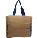 Sia Çanta Samilon Kabartmalı Puf Kumaş Shopper Çanta Rahat Omuz Askılı Hafif , Iç Astarlı , Ön Cift Fermuarlı Göz Kaliteli Mükemmel Işçilik Geniş Rahat Hafif Çanta - Taba - STANDART