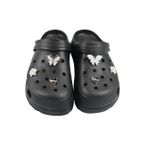 SİA ÇANTA TAŞLI SÜSLÜ KELEBEKLİ HAFİF RAHAT KAYMAZ TABAN SANDALET CROCS TERLİK SİYAH MAT 38 NUMARA
