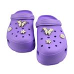 SİA ÇANTA TAŞLI SÜSLÜ KELEBEKLİ HAFİF RAHAT SANDALET ÇOCUK CROCS TERLİK LİLA 32 NUMARA