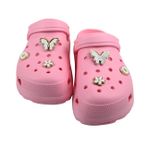 SİA ÇANTA TAŞLI SÜSLÜ KELEBEKLİ HAFİF RAHAT SANDALET ÇOCUK CROCS TERLİK PUDRA PEMBE 30 NUMARA
