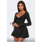 SİA LESS Uzun Kol Mini Elbise Kadın Yeni Model Fırfır Volanlı Mini Etek Elbise