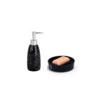 Sia Siyah Taşlı Sıvı Sabunluk ve Sabunluk 2'li Banyo Seti