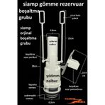 Siamp Uzun Kare Gömme Rezervuar İç Takım Orta Göbek Boşaltma Grub Beyaz