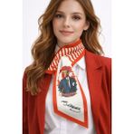 Sibel Günay Butik Kadın Atatürk Baskılı Kırmızı-Beyaz Fular – Şık ve Anlamlı Tasarım - Kırmızı - Beyaz