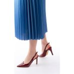 Sibel Gürel ST-1153 Bordo Rugan Günlük Arkası Açık 9 cm Topuklu Kadın Ayakkabı