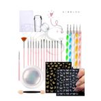 Sibelon Jel Tırnak Nail Art Tırnak Süsleme Fırça Seti French Stamper Dot Kalem İnci Tozu ve Tırnak Sticker