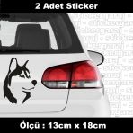 Sibirya Kurt Kopek Sticker 2Adet - Araba Kask Motosiklet Laptop Tablet Pc Atv Uyumlu Sticker 2 Adet