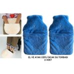 Sıcak Su Torbası 2 Adet,cepli Mavi Peluş Termofor 32,5X17,5CM 1500 ml