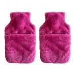 Sıcak Su Torbası 2 Adet,cepli Pembe Peluş Termofor 32,5X17,5CM 1500 ml