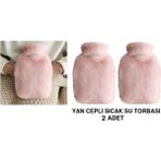 Sıcak Su Torbası 2 Adet,yan Cepli Pembe Peluş Termofor 27X17X2CM 750ML