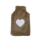 SICAK SU TORBASI PELUŞ KALPLİ,BEJ TERMOFOR 27x17CM 1 LİTRE