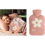 Sıcak Su Torbası Peluş Papatya Desenli Pembe 21x13,5x2cm 500 Ml Açık Pembe