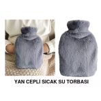 SICAK SU TORBASI YAN CEPLİ GRİ PELUŞ TERMOFOR 27x17x2cm 1 LİTRE