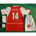 Sidas Arsenal Henry 14 Futbol Çocuk Forması 2003-2004 Sezon 4'lü Set T-Shirt - 7 - 8 Yaş - Kırmızı