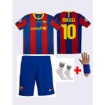 Sidas Barcelona Lionel Messi 2011 Sezon Şampiyonlar Ligi Çocuk Forma Takımı 4 Parça Forma Şort Çorap Bileklik Hediye - Bordo - 10 - 11 Yaş