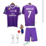 Sidas Cristiano Ronaldo 2016/17 Sezon Cardif Ligi Mor Çocuk Forma Takımı 4'lü Set Çorap+Bileklik Hediyeli - 13 - 14 Yaş