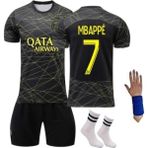 Sidas Mbappe Psg 21/22 Sezon Gold-Siyah Özel Tasarım Çocuk Forma T-Shrt Şort Takımı Çorap+Bileklik Yanında - Siyah - Gold - 5 - 6 Yaş