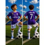 Sidas Real.madrid. Ronaldo 2017/18 Sezon Beyaz Şort Cardif Ligi Mor Çocuk Forma Takımı - 7 - 8 Yaş