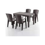 Side 4 Kişilik Rattan Masa Sandalye Takımı Kahve Kahve