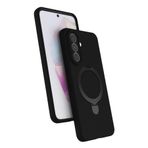 SİDE EYE - Samsung Galaxy A27 ile uyumlu Kılıf Kamera Çıkıntılı MagSafe ile uyumlu Şarj Özellikli Halka Stand Yumuşak Dokulu Kapak - Siyah
