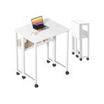 Sidney Kitaplık Raflı Katlanır Masa 70 Cm Tekerli Bilgisayar Masası Laptop Masası Beyaz Beyaz - Beyaz