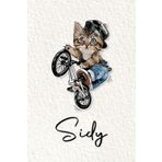 Sidy: Cahier personnalisé avec prénom Sidy | Cadeau d'anniversaire pour enfant, garçon, homme, copain ... | Chat à bicyclette | 110 pages lignée, Petit Format 6x9 pouces (15,24 x 22,86 cm)