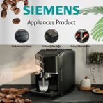 Siemens Full Tam Otomatik Kahve ve Espresso Makinesi Pompa Basıncı 15 Bar Seramik Öğütücü Süt Köpürtücü Çekirdek Kahve - Siyah