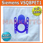 Siemens VSQ8PET1 Bez 5 Adet Uyumlu Süpürge Toz Torba