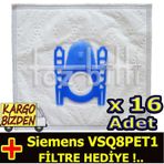 Siemens VSQ8PET1 Toz 16 Adet Süpürge Torbası