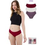Siera Kadın Bato Yüksek Bel 3'lü Külot Seti - Mürdüm - Ekru - Bordo - 2XL
