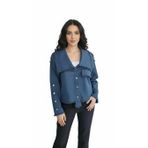 Sierra Otantik Asi Şıklık – Püskül Detaylı Crop Denim Ceket (Mavi, M)