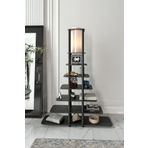SIERRAS MIDDLE Lambader – 140 cm Yükseklik, 24x100 cm Geniş Raflı Taban, Modern Ahşap Görünüm, Dekoratif Aydınlatma Ünitesi, E27 Duy Uyumlu, LED Ampul ile Kullanılabilir, Göz Yormayan Işık (Black)