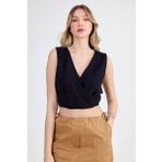 Sıfır Kol V Yaka Crop Modal Bluz