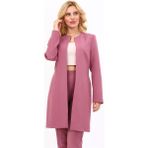 Sıfır Yaka Düz Uzun Ceket-Rose - 40