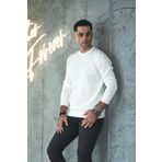 SIFIR YAKA PAMUKLU SLİMFİT BASİC ERKEK TRİKO KAZAK BEYAZ XL