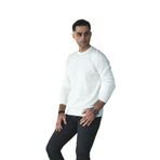 SIFIR YAKA PAMUKLU SLİMFİT BASİC ERKEK TRİKO KAZAK BEYAZ XXL