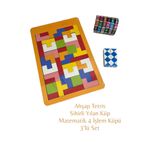 Sıfır312 Ahşap Tetris Oyunu, Matematik 4 Işlem Küpü, Sihirli Yılan Zeka Küpü - 3'lü Oyun Seti