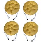 Sıfır312 Yuvarlak Tabure Minderi - Puf Minder 4 Adet - 40 cm Çapında - Sarı