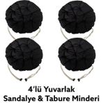 Sıfır312 Yuvarlak Tabure Minderi - Puf Minder 4 Adet - 40 cm Çapında - Siyah