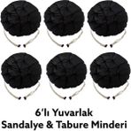 Sıfır312 Yuvarlak Tabure Minderi - Puf Minder 6 Adet - 40 cm Çapında - Siyah