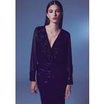 Şifon Kol Bodysuit Bluz - Lacivert