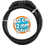 Şifreli Bisiklet Kilidi 80 cm Halat Zincir Çelik Kilit Çap 12 mm Ø Hırsız Önleme Güvenlik 1 Adet - Siyah