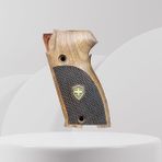 Sıg P220 Sarı Metal Kalkan Haç Nokta Motif Ceviz Ahşap Tabanca Kabzesi T204