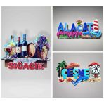 Sığacık Alaçatı Çeşme Temalı Kabartmalı Polyester 3 Lü Magnet Seti Buzdolabı Süsü (Kod:1117)