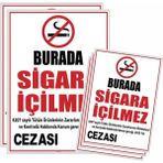 Sigara Içilmez Uyarı Levhası Pvc Kaplı 5 Adet 2 Adet Büyük A3 - 3 Adet Küçük A4 Silinebilir