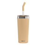 Sigg Helia kahve kupası, taşınabilir (0,45 l / 0,6 l), çift duvarlı yalıtımlı cam pipetli termos bardak, sıcak ve soğuk içecekler için, paslanmaz çelik, Muted Peach