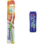 Signal Performans Diş Fırçası, 14,5 Gr ve Clear Men Erkek Şampuan Cool Sport Menthol Kepeğe Karşı Etkili 600 ml