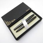 Signator® S307 Mat Siyah Füme Kalem Seti - Roller Kalem + Tükenmez Kalem İsme Özel Kalem Hediyelik Kalem